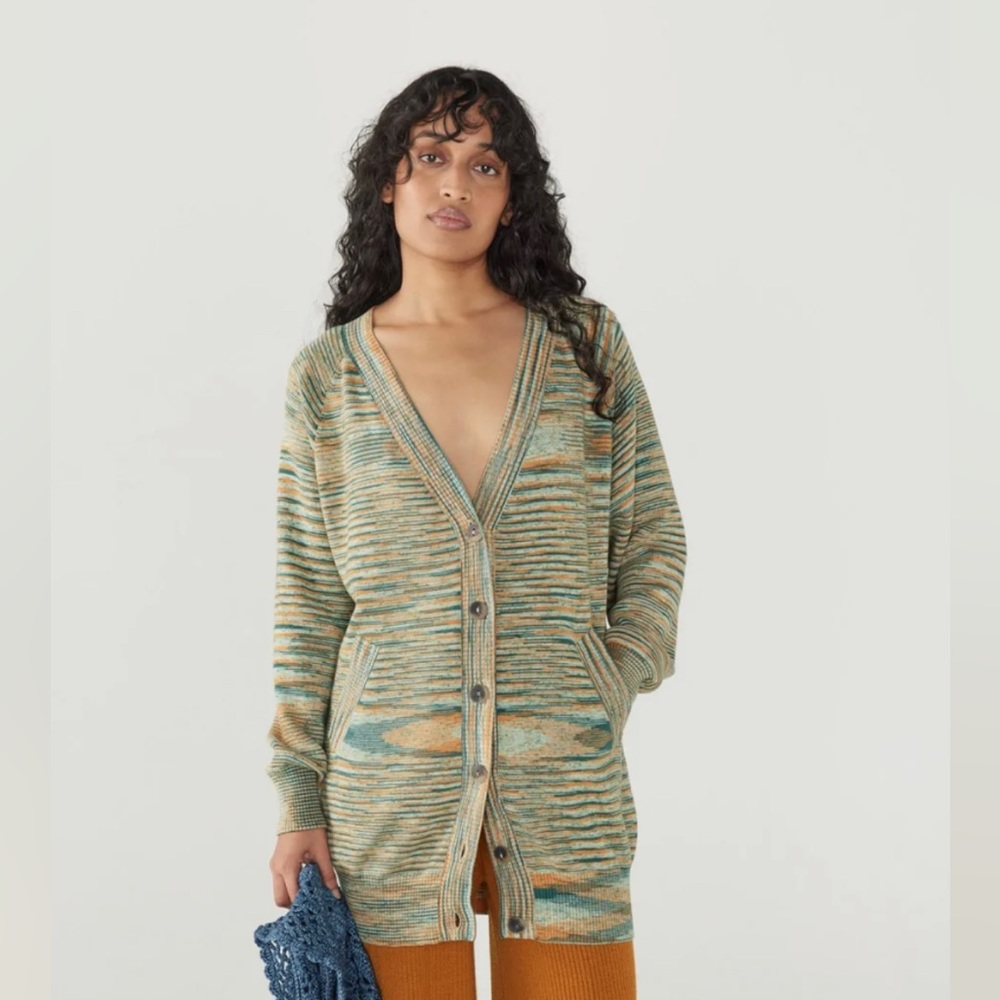 Misha and Puff Cotton Jersey Piper Cardigan in Peacock Space Dye